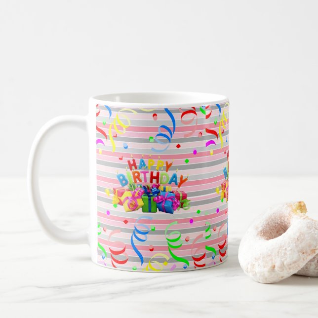 Café Feliz Brisa de Caneca de Aniversário (Com Donut)
