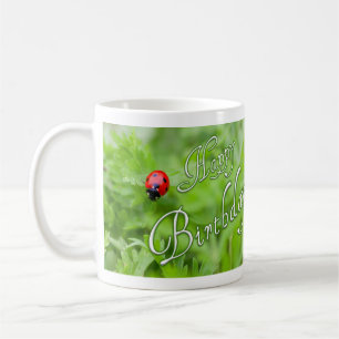 Café Feliz caneca de aniversário com uma joaninha!