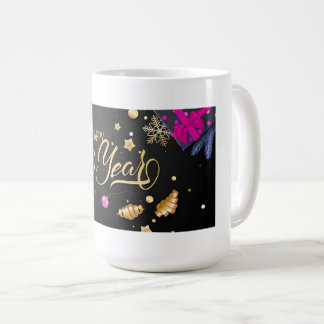 Café Feliz e caneca de Natal brilhante