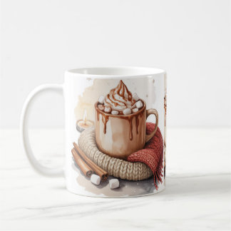 Café Fique Aconchegante - Caneca de Inverno em Aquarela