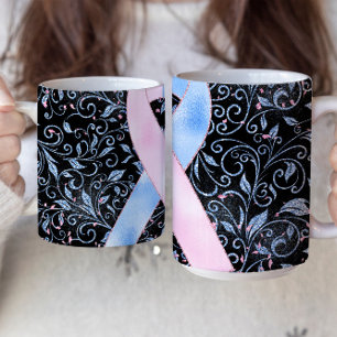 Café Fita de conscientização Rosa Azul Design de Caneca