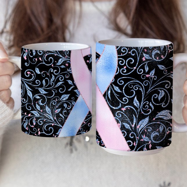 Café Fita de conscientização Rosa Azul Design de Caneca (Criador carregado)