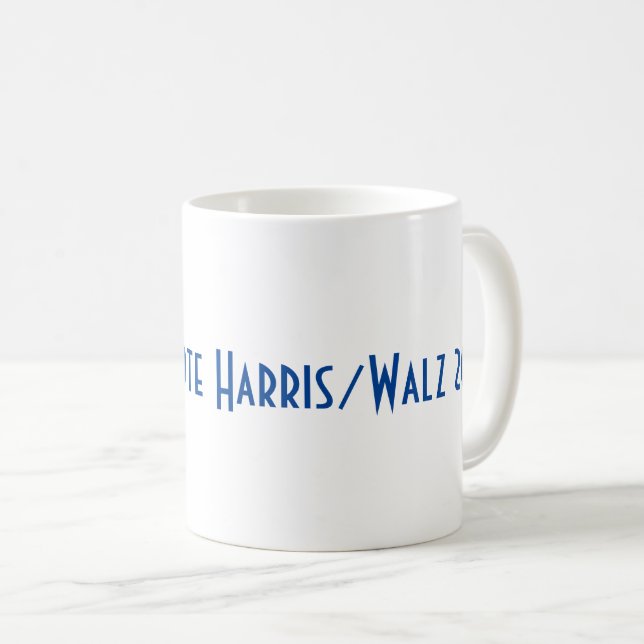 Café FLAmingo azul com caneca de pérolas. Vote Harris/W (Frente Esquerda)