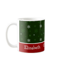 Floco de neve verde e vermelho caneca