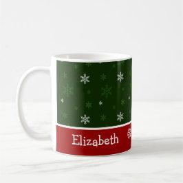 Café Floco de neve verde e vermelho caneca