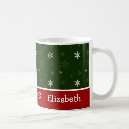 Café Floco de neve verde e vermelho caneca
