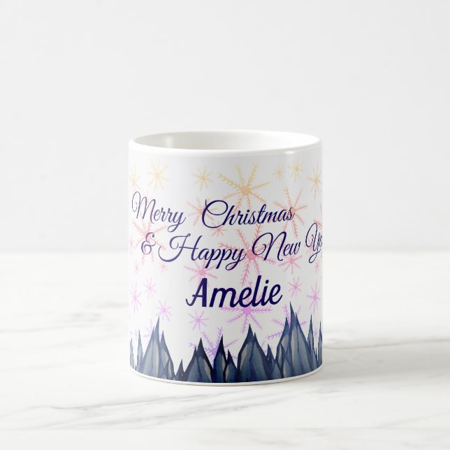 Café Flocos de neve personalizados de caneca de Natal (Centro)