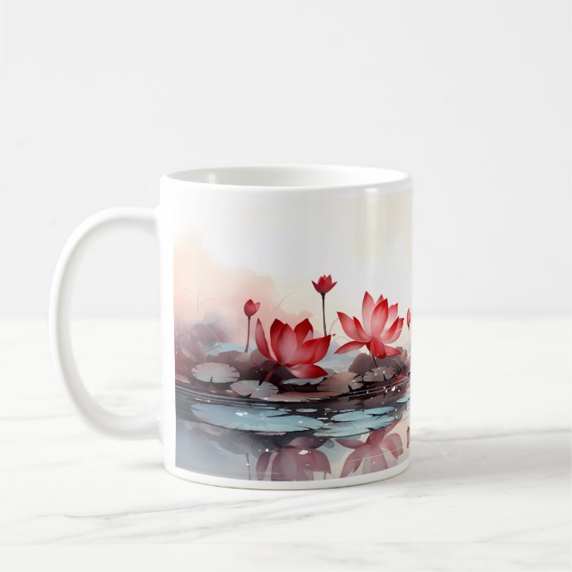 Café Flor De Lotus Vermelho Na Sua Caneca (Esquerda)