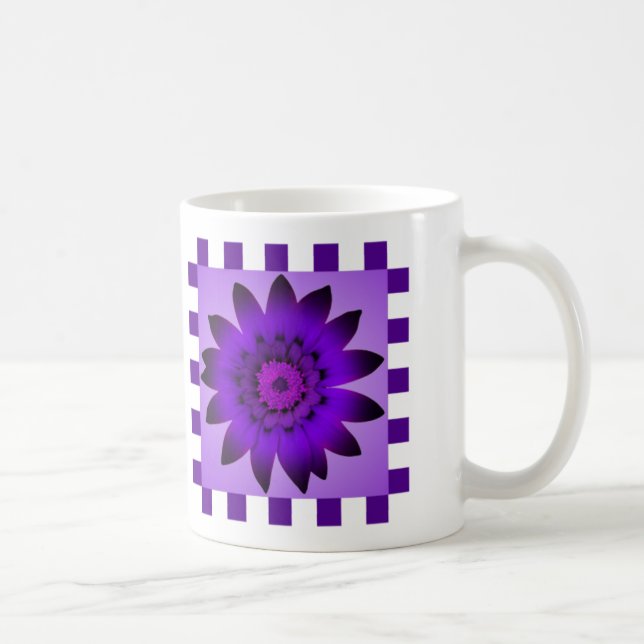 Café Flor de margarida roxa, faixas de padrão - caneca (Direita)