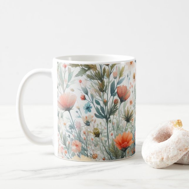 Café Flor de Verão em uma Caneca (Com Donut)