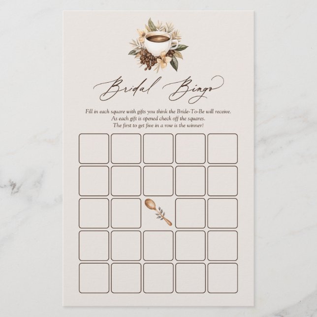 Café Floral Amor é Bridal Bingo (Frente)
