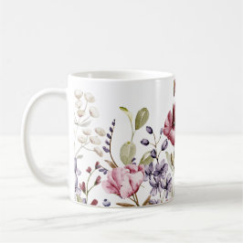 Café Floral de Aquarela Elegante - Caneca Artística