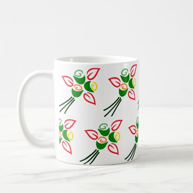 Café Flores Bonitas da Primavera Retro em uma Caneca de (Esquerda)