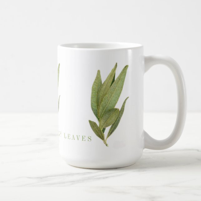 Café FOLHAS FRESQUINHAS DE LOURO Caneca Alta Branca (Direita)