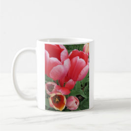 Café foto de flores de tulipa rosa vívida - caneca de c