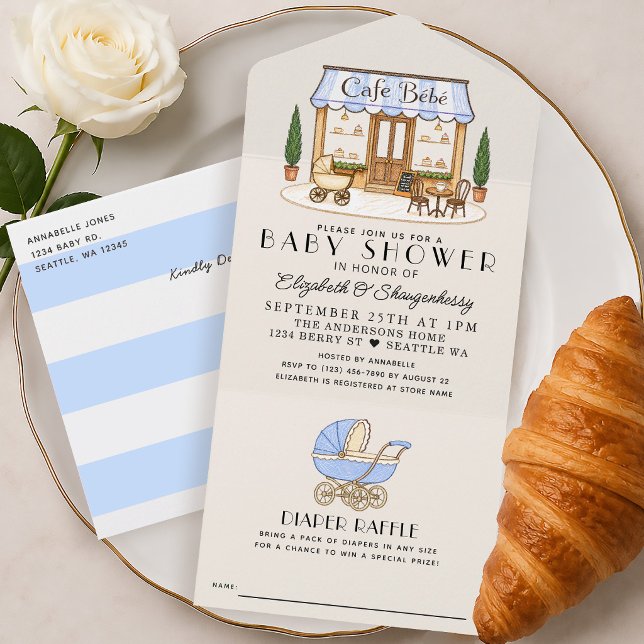 Café Francês de Paris Bébé Menino Chá de Bebê (Criador carregado)