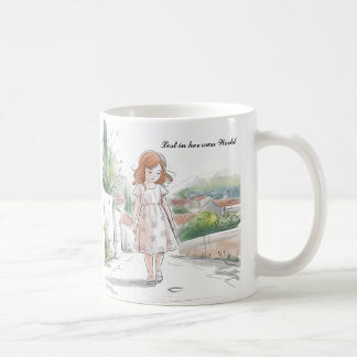 Café Garota Whimsical na Natureza - Caneca de Momento P