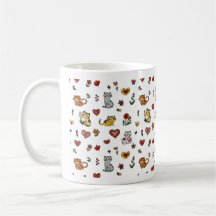 Gato e caneca de coração bonitos: Purefeito para a