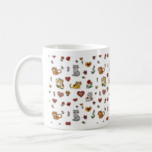 Café Gato e caneca de coração bonitos: Purefeito para a