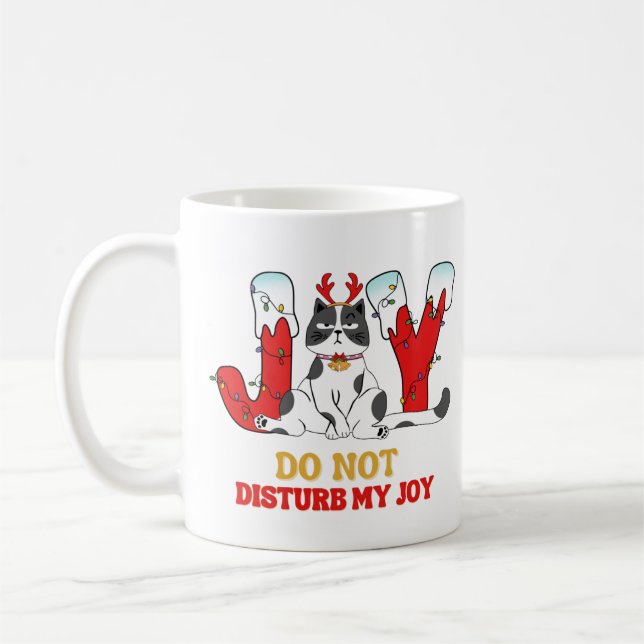 Café Gato Engraçado Personalizado, Joy, caneca de Natal (Esquerda)