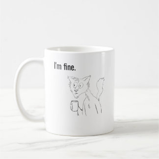Café Gato Estressado, Caneca de Gato Ilustrado Esquisit