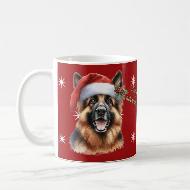 Café German shepherd festivo de caneca de Natal (Esquerda)