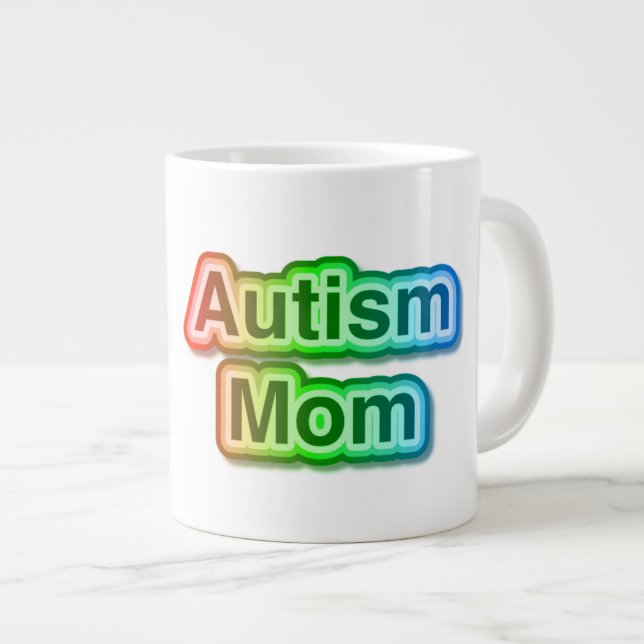 Café Grande Autismo Mãe, caneca de presente Jumbo (Frente Esquerda)