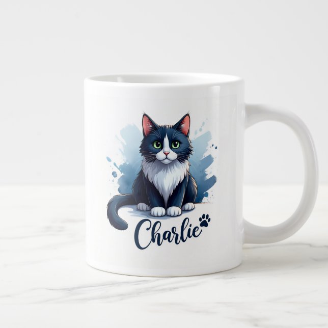 Café Grande Caneca com Arte de Gato Fofo – Presente para Amant (Direita)