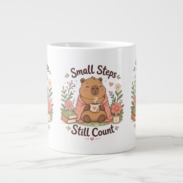 Café Grande Caneca com Citação Positiva de Capivara Fofa (Frente)