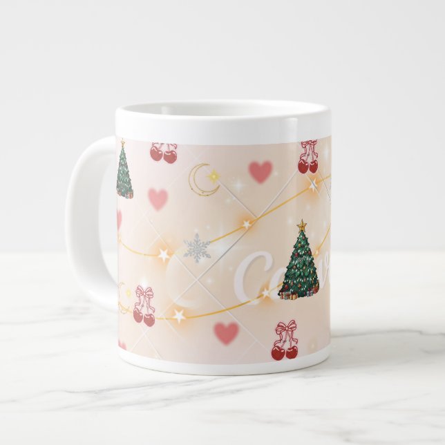 Café Grande Caneca com Estética de Natal Fofo  (Frente Esquerda)