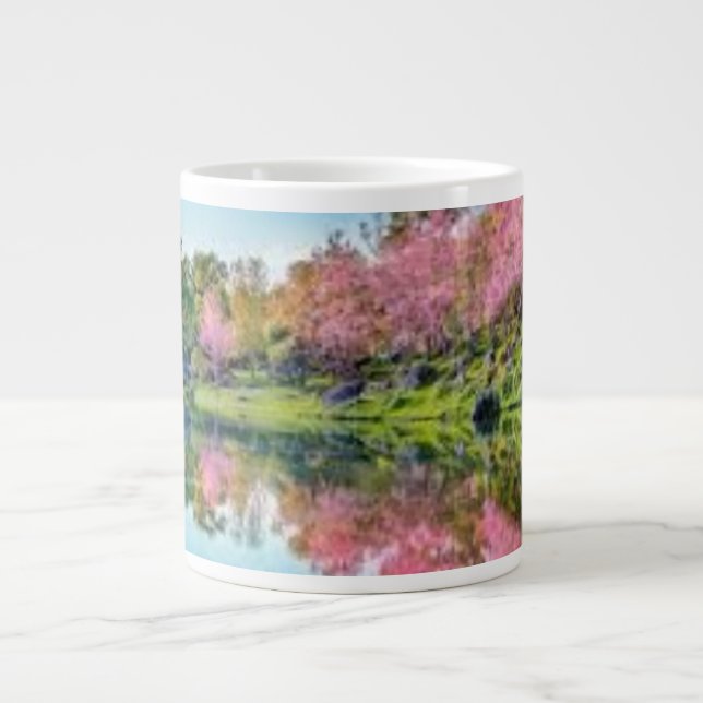 Café Grande Caneca com respingo de tinta arco-íris vibrante (Frente)