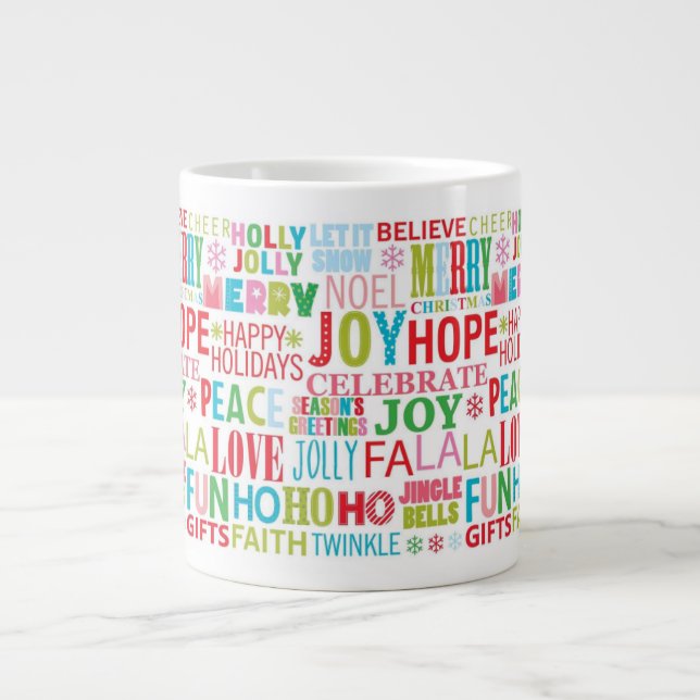 Café Grande Caneca com Tipografia de Natal Vibrante (Frente)