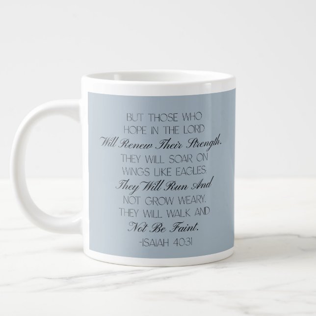 Café Grande Caneca com versículo bíblico de esperança Isaías 4 (Esquerda)