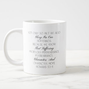 Café Grande Caneca com Versículo Bíblico de Esperança Romanos 