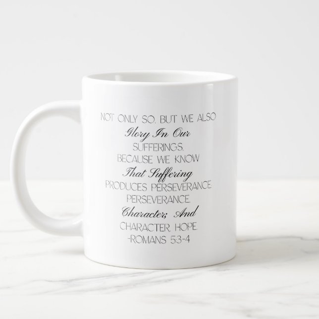 Café Grande Caneca com Versículo Bíblico de Esperança Romanos  (Esquerda)