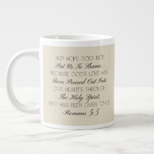 Café Grande Caneca com versículo bíblico de esperança Romanos 