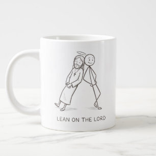 Café Grande Caneca Cristã de Figura de Pau Apoiando-se no Senh