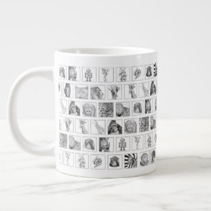 Café Grande Caneca da Coleção de Animais a Lápis - Horizontal