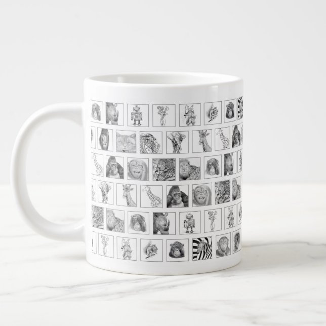 Café Grande Caneca da Coleção de Animais a Lápis - Horizontal  (Esquerda)