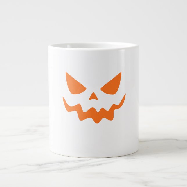 Café Grande Caneca de Abóbora de Halloween – Laranja Fofo e Fe (Frente)