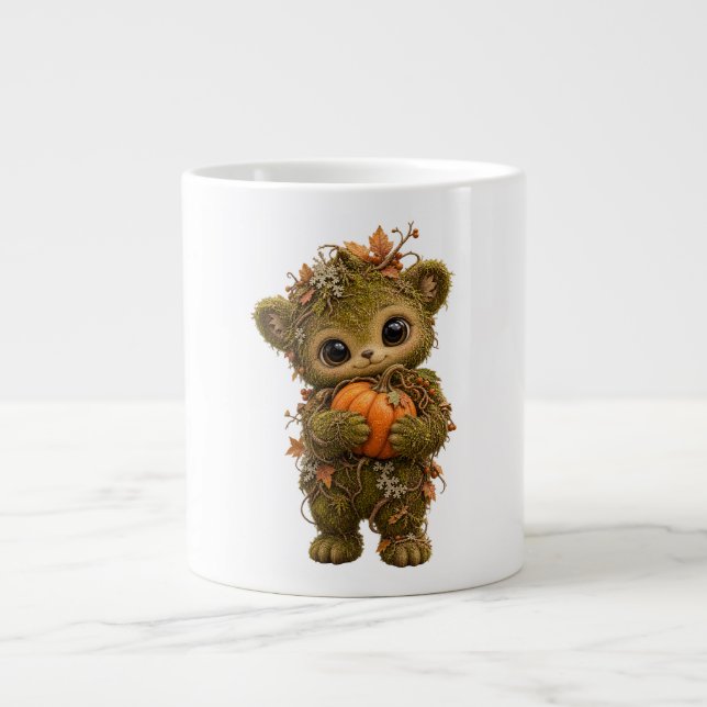 Café Grande Caneca de Abóbora de Urso de Musgo Fofa (Frente)