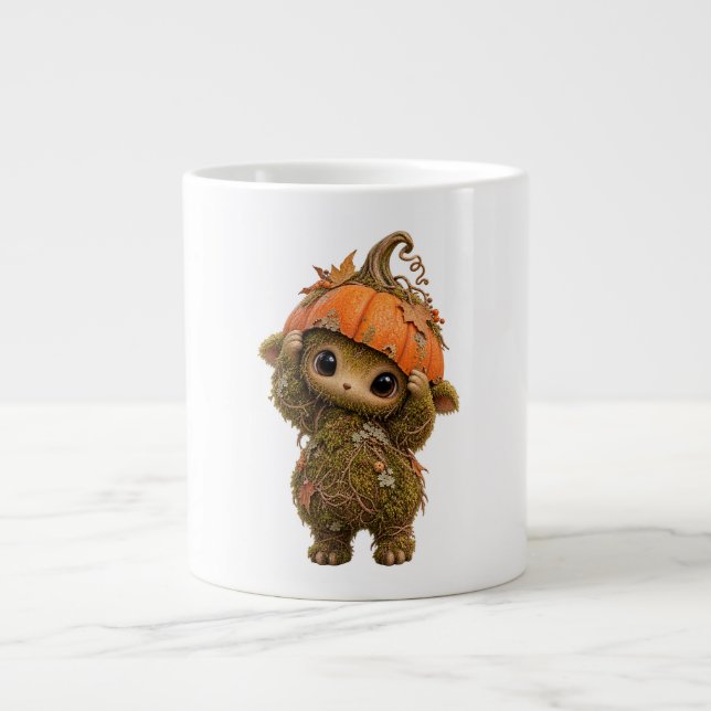 Café Grande Caneca de Abóbora Sprite da Floresta Fofa (Frente)