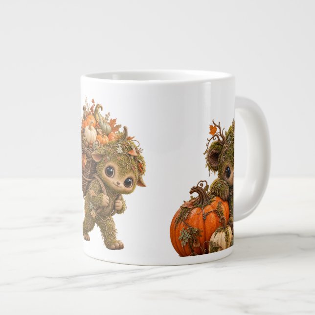 Café Grande Caneca de Abóbora Sprite da Floresta Fofa (Frente Esquerda)