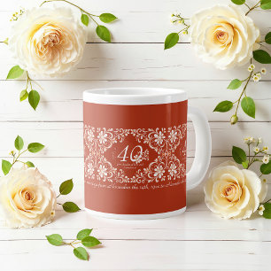 Café Grande Caneca de Aniversário de Casamento Vermelho Românt