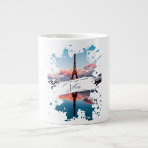 Café Grande Caneca de Arte com Efeito de Aquarela de Paris   T