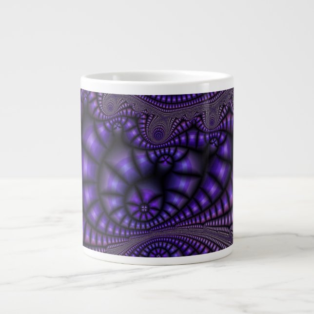 Café Grande Caneca de arte fractal roxa (Frente)