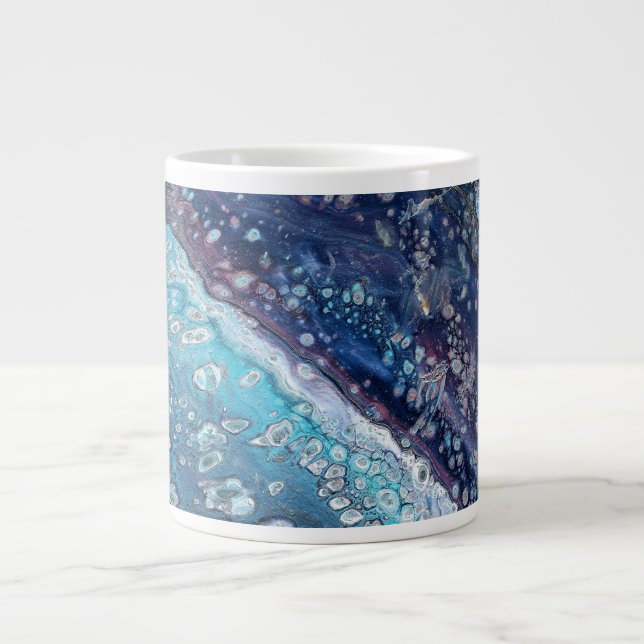 Café Grande Caneca de Bebida Abstrata Geodo Azul Atração Natur (Frente)