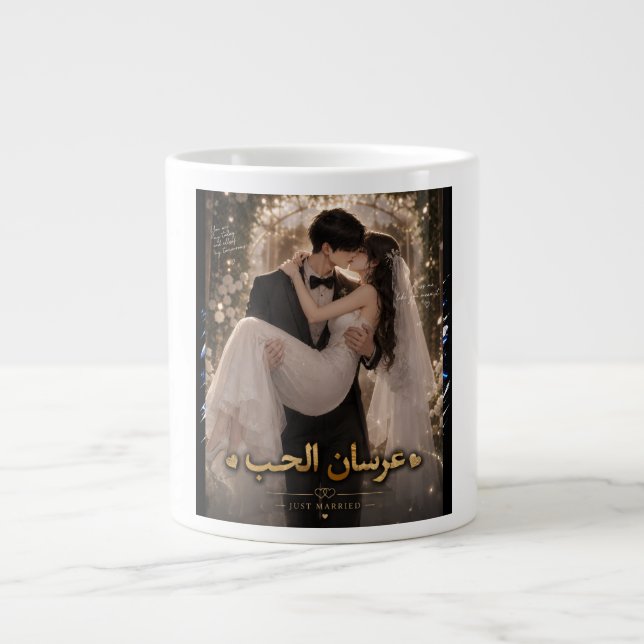 Café Grande Caneca de Casal de Noiva Romântico (Frente)