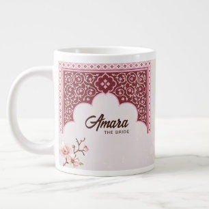 Café Grande Caneca de Casamento Personalizada – Arco Marrom e 