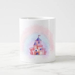 Café Grande Caneca de Castelo em Aquarela Rosa